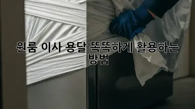 원룸 이사, 용달 똑똑하게 활용하는 방법